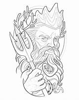 Poseidon Mythology Neptune Tatuagem Mitologia Zeus Chicano Tatuaje Grega Griego Herois Aut Soac Body Japones Leg Sereia Colorir Esboço Tatto sketch template