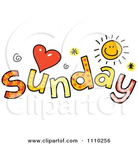clipart colorful sketched sunday text royalty  vector
