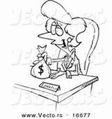 Banker Outlined Coloring Drawing Loan Giving Cartoon Female Bank Bankers Leishman Ron Clipart Royalty Stock sketch template