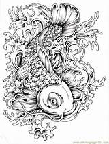 Coloring Pages Japanese Adults Japan Adult Concept Printable Colouring Tattoo Countries Koi sketch template