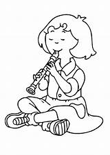 Flute Playing Sarah Coloring Pages Kids Categories sketch template