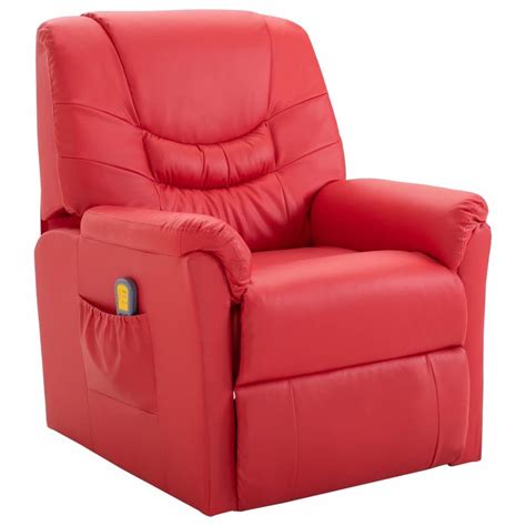 vidaxl electric massage recliner chair red faux leather