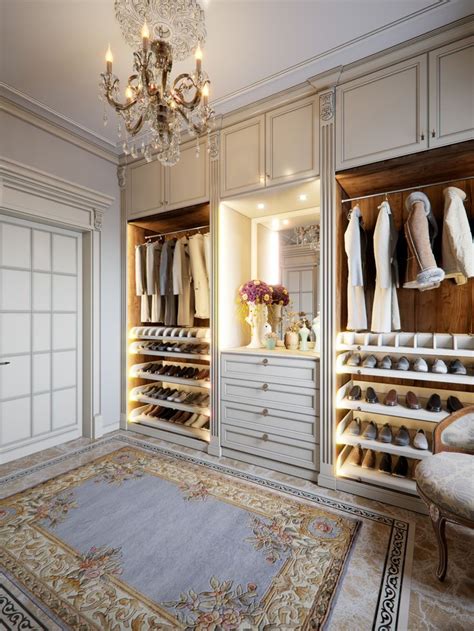 White Walk In Closet And Wardrobe With Led Lighting Shoe