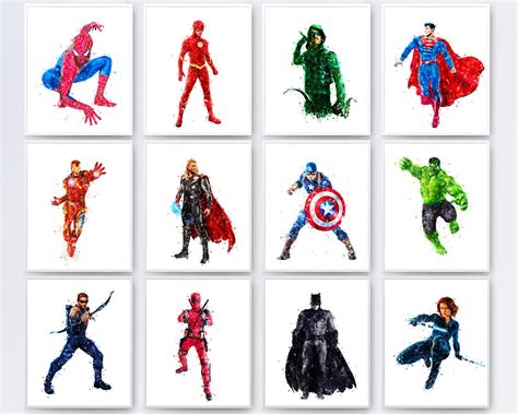 superhero print set   superhero wall art avengers poster etsy