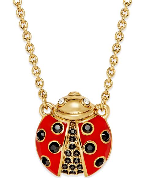 kate spade gold tone  ladybug mini pendant necklace  red lyst
