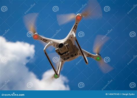 quadcopter  flight   blue sky drone stock image image  propeller phantom