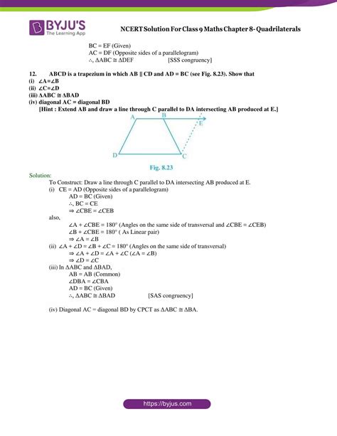 ncert solutions  class  maths chapter  quadrilaterals