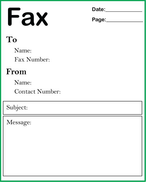 basic fax cover sheet template  word