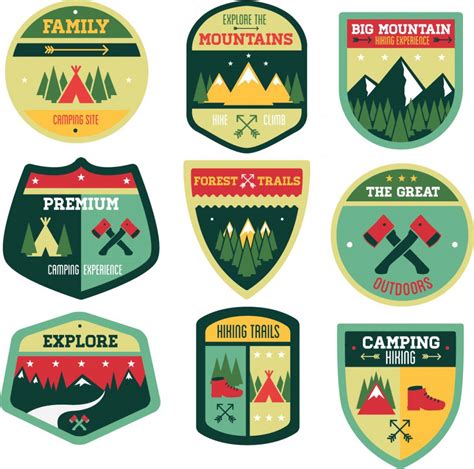 vintage camp vector badges set free download