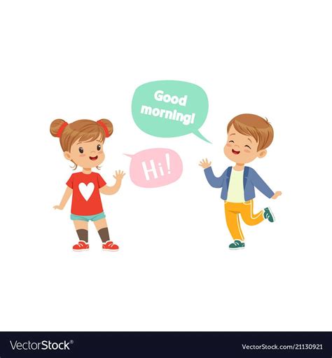 boy  girl greeting   kids good manners concept vector