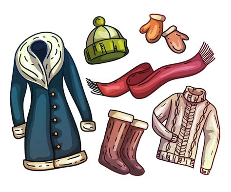 premium vector set of warm winter clothes and accessories