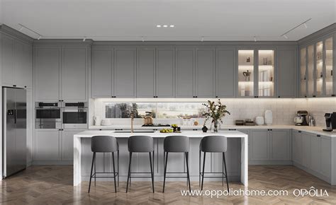 light grey kitchen cabinets open concept oppolia