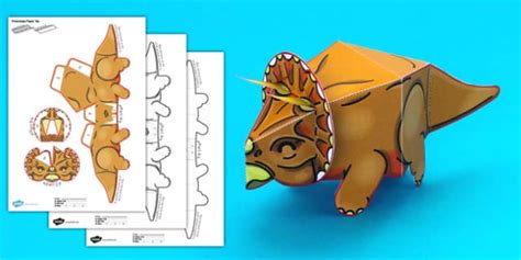 Simple 3d Printable Paper Triceratops Dinosaur Activity