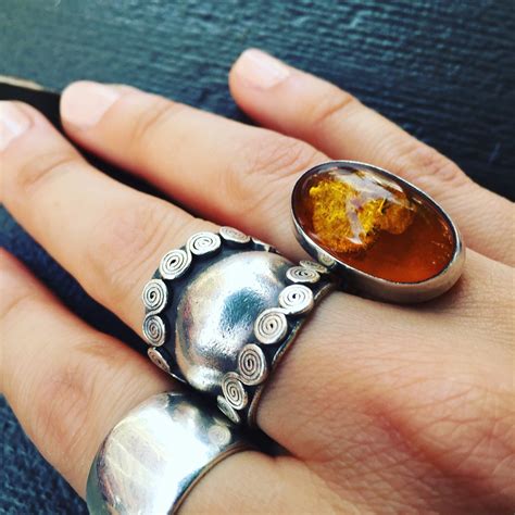 sterling amber ring