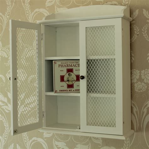 small white mesh fronted wall cabinet melody maison