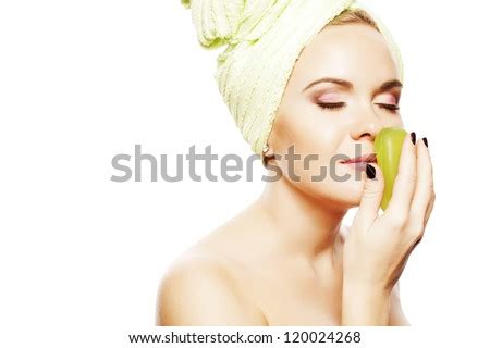 spa woman beautiful girl  ginger hair  bath touching smelling