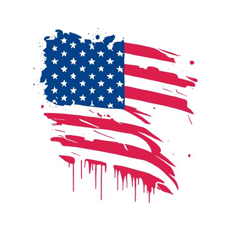 minimalist american flag illustration drawn   grunge brush vector