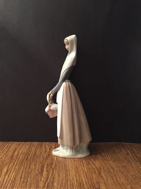 vintage lladro porcelain figurine lady girl holding fruit etsy