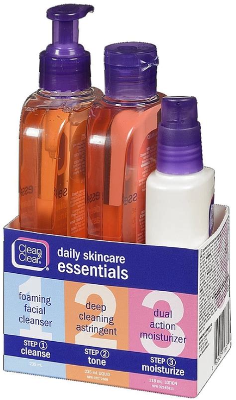 clean clear daily acne skincare essentials set  foaming facial