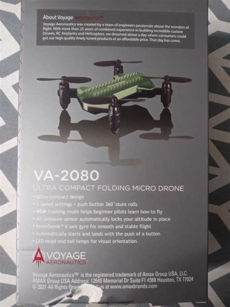 voyage aeronautics ultra compact folding micro drone va  green ebay