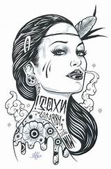 Drawings Chicano Isaac Adam Girl Tattoo Coloring Jackson Pages Women Drawing Dessin Tattoed Fatal Tatouage Face Illustrations Lowrider Visage Illustration sketch template