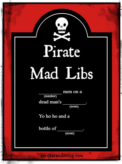 pirate mad libs amys wandering