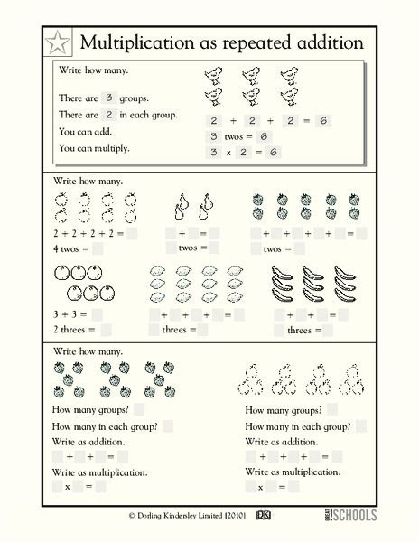 repeated addition  multiplication repeated addition worksheets