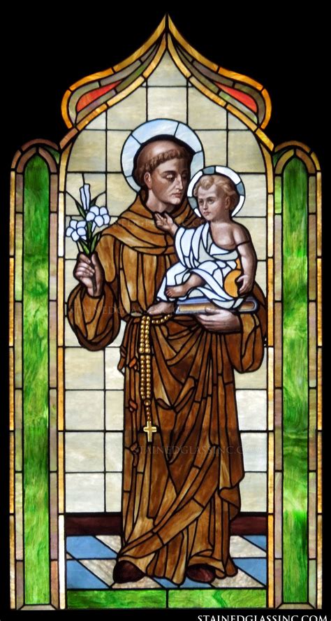 st anthony religious stained glass window