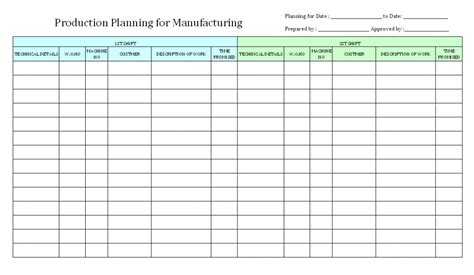 simple manufacturing schedule template trainingable