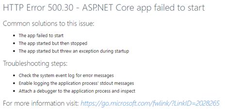 How To Fix Error 500 30 – Asp Net Core App Failed To Start – Asp Net