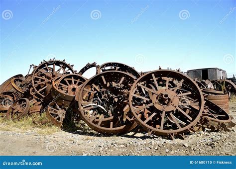 rusty steel tractor wheels stock photo image  agriculture