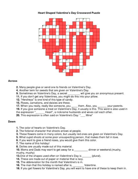 valentines crossword november