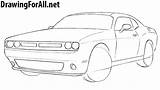 Dodge Challenger Draw Drawing Drawings Step Car Cars Line Rear Door sketch template
