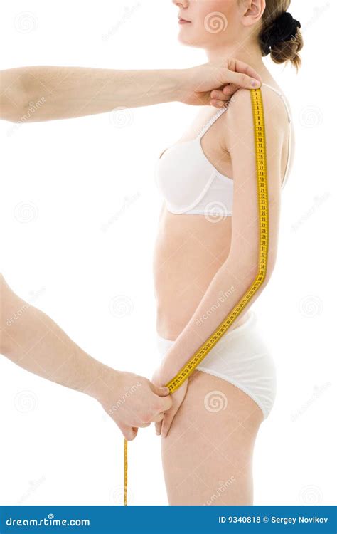 measuring womans arm length royalty  stock  image