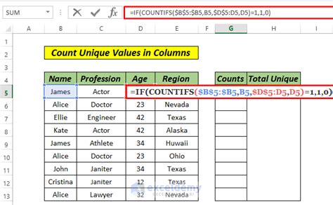count unique values  multiple columns  excel  ways