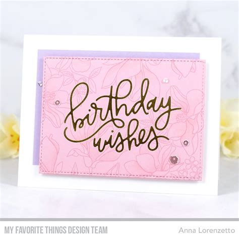stamps floral focus die namics foiled birthday wishes