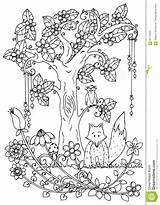 Illustration Coloring Wood Vector Doodle Zentangl Stress Pen Anti Fox Drawing Adult Preview sketch template