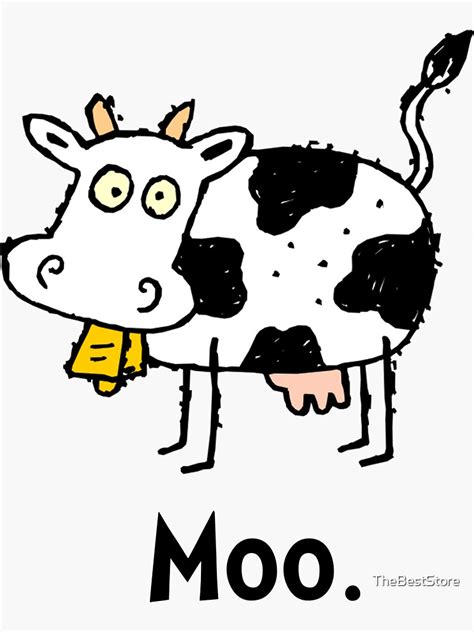Cartoon Cow Moo Sticker For Sale By Thebeststore Redbubble