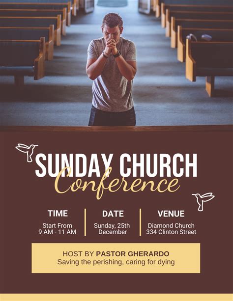 brown minimalist sunday church conference flyer