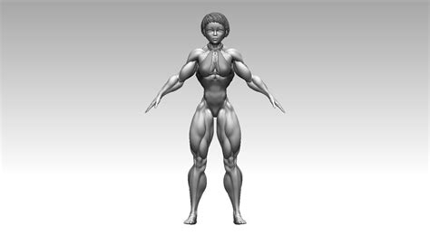 woman body builder muscle 3d model cgtrader