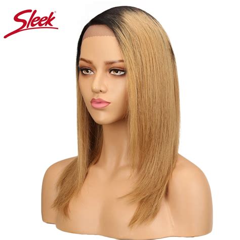 sleek human hair lace wigs  black women brazilian remy straight hair wig tb color
