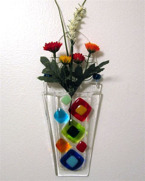 Fused Glass Wall Vase Fused Glass Flower Vase Wall Hanging