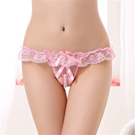 buy free shipping women thongs with pearl