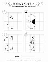 Symmetry Spring Worksheet Worksheets Drawing Pages Draw Grade Half Activities Choose Board A5 sketch template