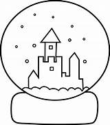 Globe Snow Coloring Line Clip Clipart Book Template Drawing Pages Kids Cute Snowglobe Christmas Winter Library Sweetclipart sketch template