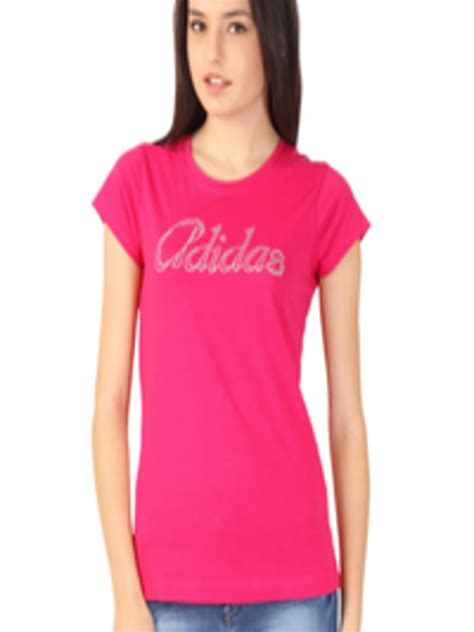 buy adidas women pink pure cotton  shirt tshirts  women  myntra