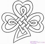Celtic Knot Clover Draw Coloring Shamrock Pages Drawing Irish Designs Heart Knots Patterns Tattoo Step Tattoos Drawings Cross Leaf Template sketch template