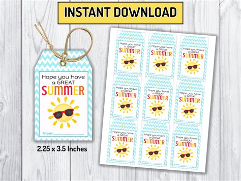 printable happy summer gift tags