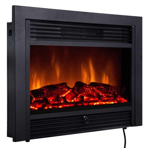 costway  fireplace electric embedded insert heater glass log flame remote home