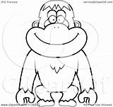 Orangutan Happy Cartoon Monkey Clipart Outlined Coloring Vector Cory Thoman Regarding Notes sketch template